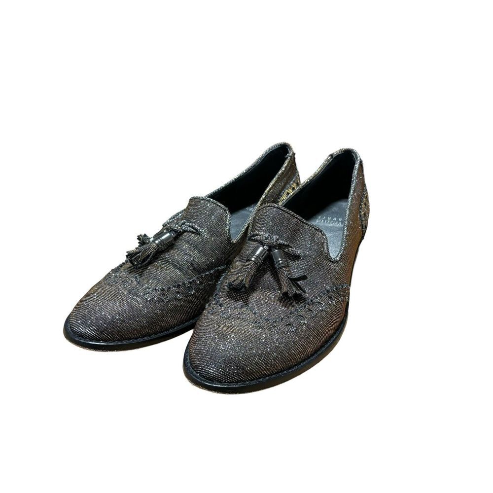 Stuart Weitzman Women's Sparkle GUY THING' Metallic  Tassel‎ Slip-On Loafer 7.5